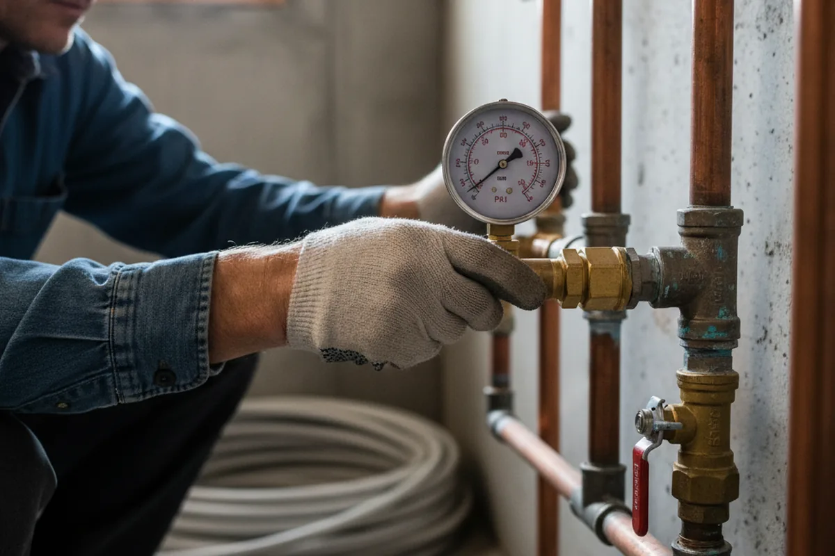 Pressure testing a repaired line during Water Line Repair in Park Hill